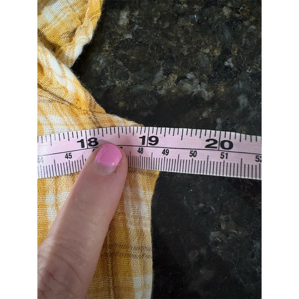 Old Navy Dress Womens Size M Yellow Plaid Flutter Sleeve V-Neck Tiered - Picture 7 of 10